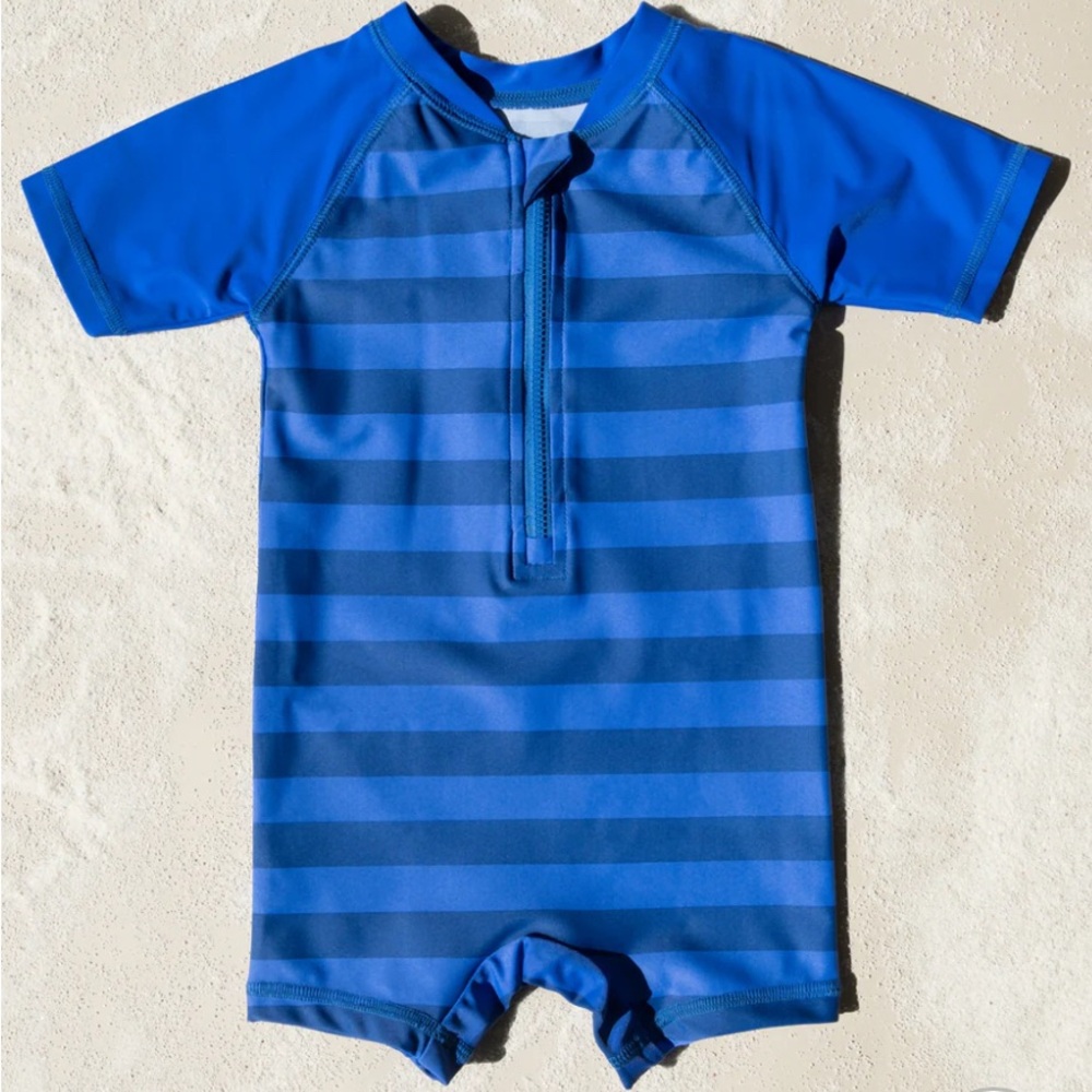 NWT Leveret Blue Striped Swimsuit Baby 6-12 months